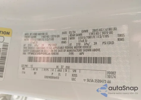 2024 Ford Bronco Badlands z USA, uszkodzony, nr VIN 1FMEE9BP0RLA19936